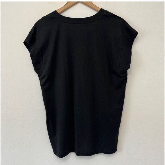 Frame Le High Rise V Neck Tee in Noir Size XL - Picture 4 of 9